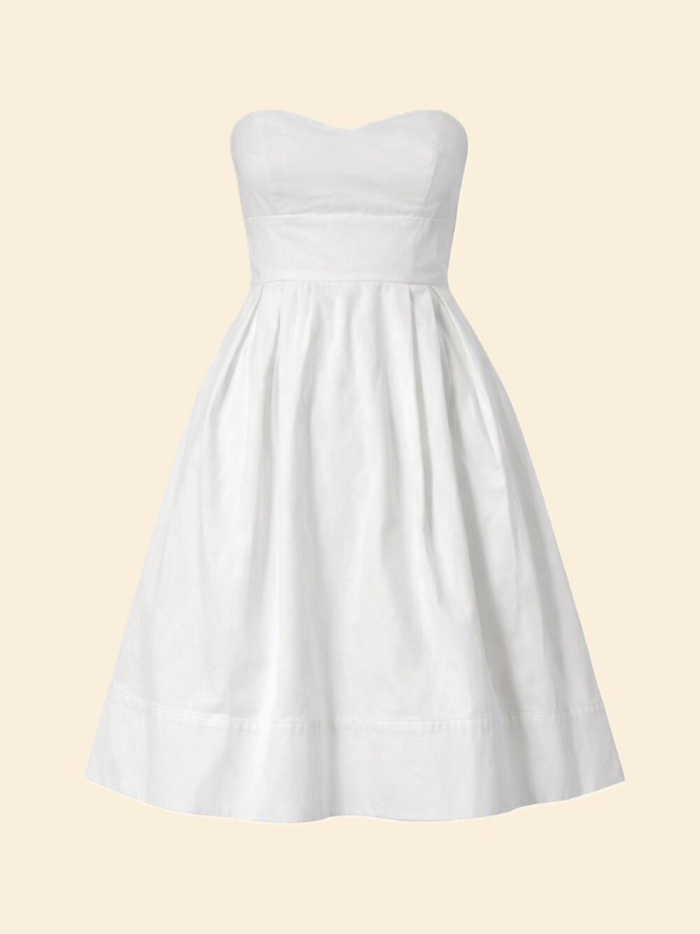 Calvin Klein Women's Size 14 White Strapless A-Line Pleated Knee Length Dress